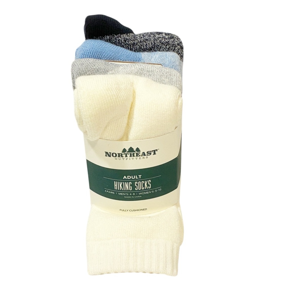 Northeast Adult Hiking Socks Fully‎ Cushioned Pack of 4 NEW